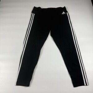 Adidas Leggings Womens XL Black Essentials 3-Stripes High Waisted Athletic Gym